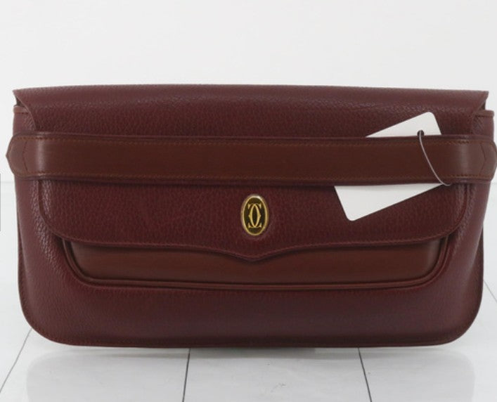 Cartier Must De Cartier 187E58404 Burgundy Leather Clutch Pochette