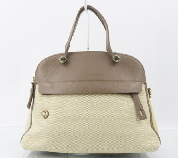 Furla Canvas & Leather 2 Way Beige Colour Tote Bag