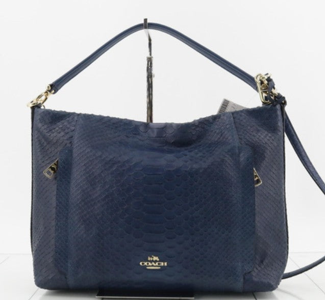 Coach Snake Embossed Navy Colour Leather Shoulder Bag