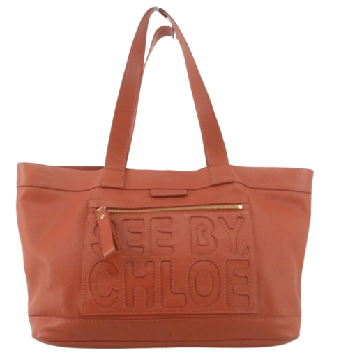 Chloe See By Chloe Orange Colour Leather Tote Bag