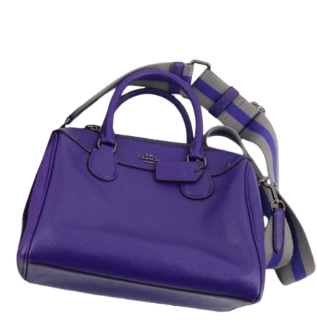 Coach Canvas Strap Purple Colour Leather 2 way Tote Bag
