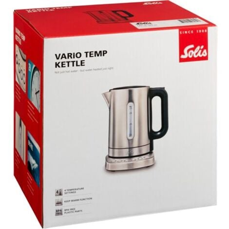 Solis Silver Colour Temperature 1.7L Electric Kettle