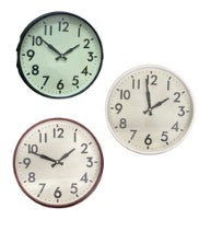 Classic Round Wall Clock – 33cm Model 23086 (Black/Oak/White)