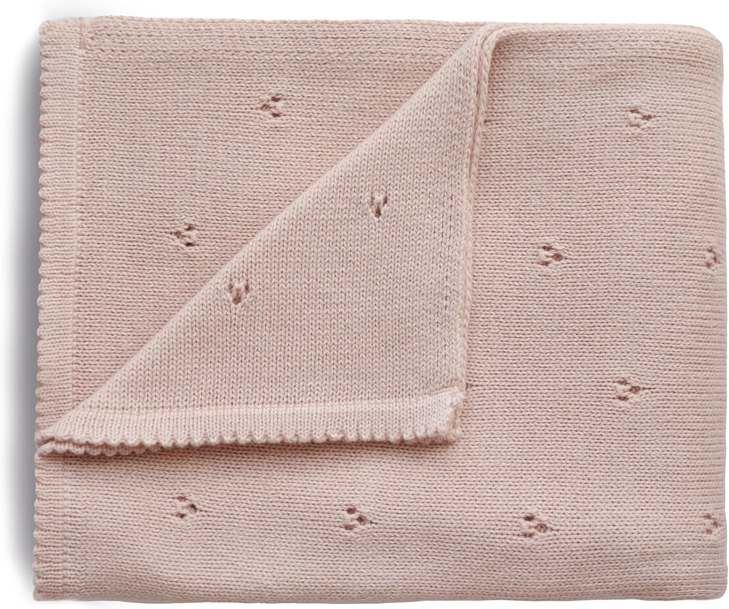 MUSHIE BABY BLANKET KNITTED POINTELLE BLUSH