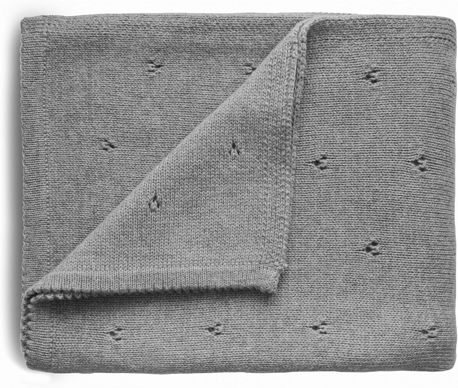 Mushie Organic Cotton Knitted Baby Blanket Textured Dots White Melange