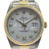 Rolex Datejust 16233 36mm Half Gold Diamond White Dial Automatic Watch