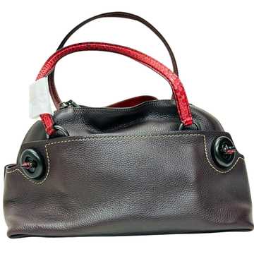 Coach Leather Handbag with Red Accents