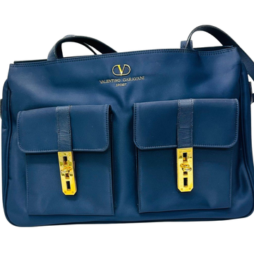 SHOULDER BAG-BLUE CANVAS/LTHR STRAP/2FRONT POCKETS VALENTINO GARAVANI SPORT