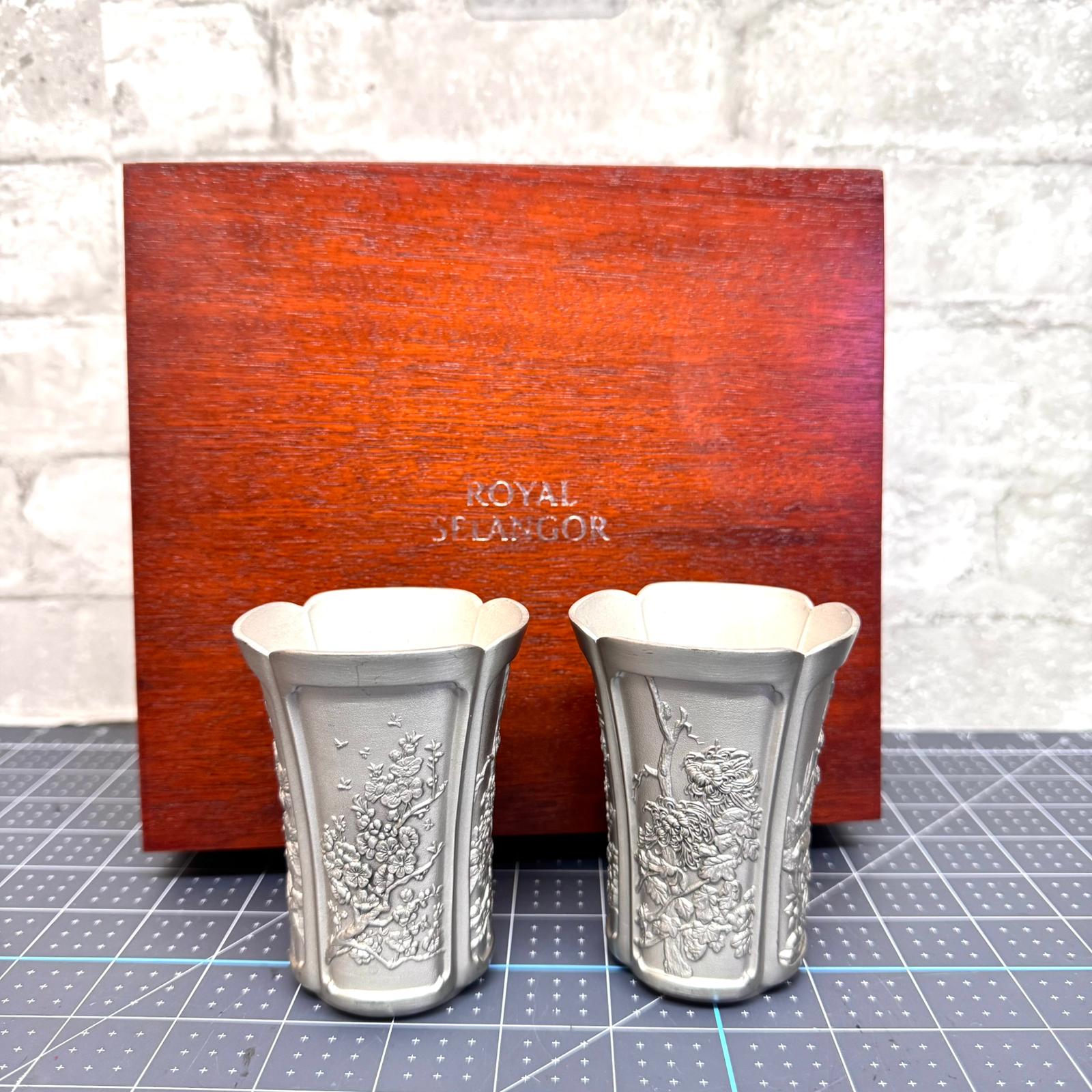 Royal Selangor Pewter Four Seasons Tumbler w/Case ,Pair H-8.5CM