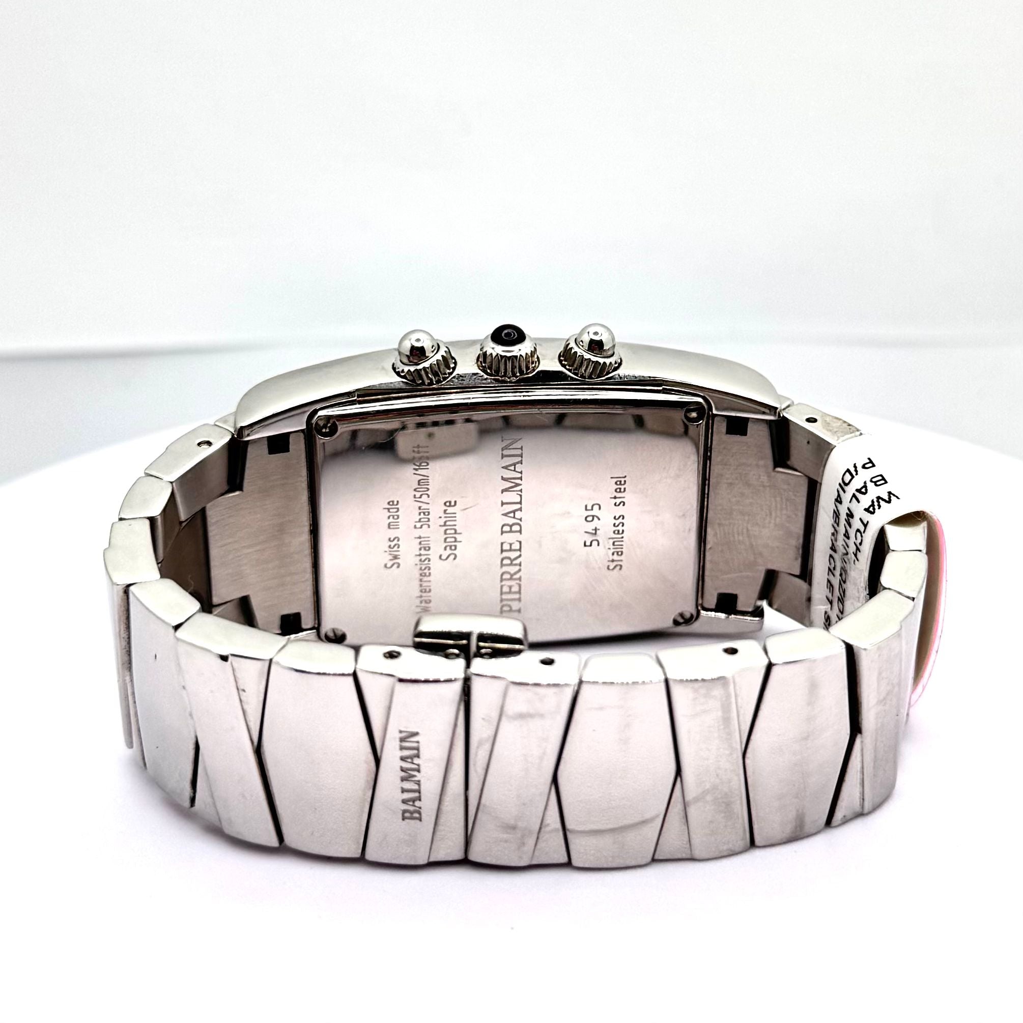 BALMAIN Chronograph w/Diamond Bezel Quartz, Mother Of Pearl Dial Watch, 28 x 48mm
