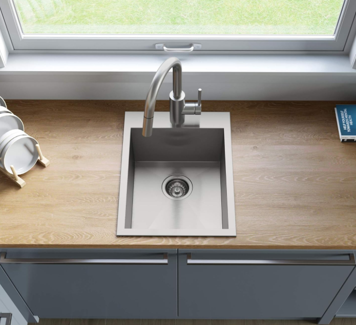 Kraus KP1TS15S-1 Pax Kitchen Sink, 15" x 20" x 9" 1 Hole