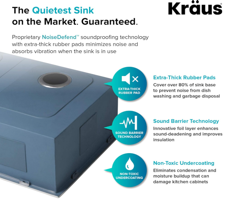 Kraus KP1TS15S-1 Pax Kitchen Sink, 15" x 20" x 9" 1 Hole