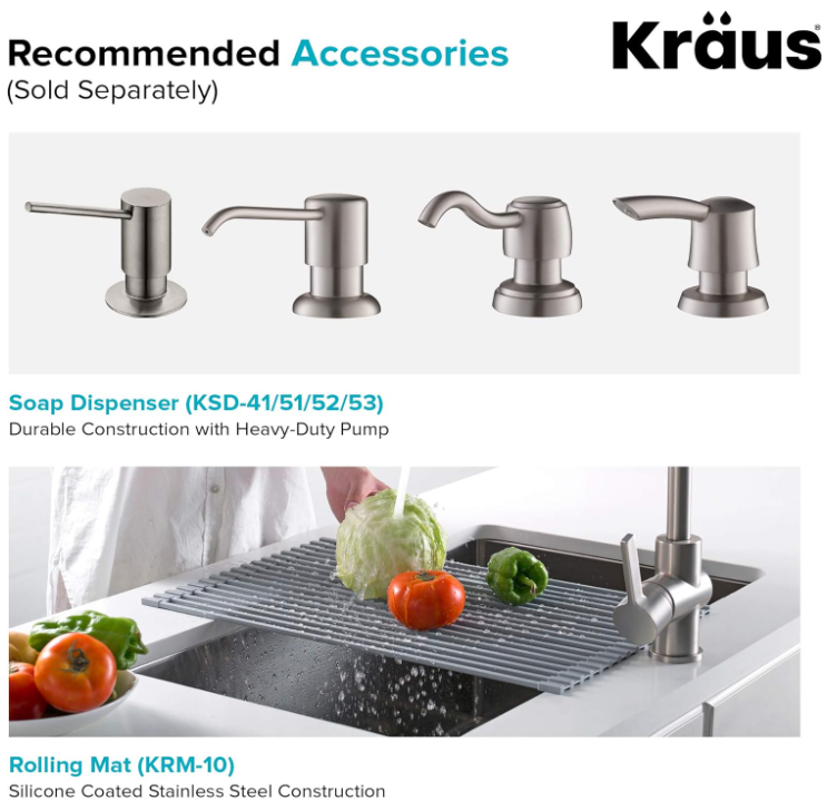 Kraus KP1TS15S-1 Pax Kitchen Sink, 15" x 20" x 9" 1 Hole