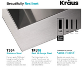 Kraus KP1TS15S-1 Pax Kitchen Sink, 15" x 20" x 9" 1 Hole