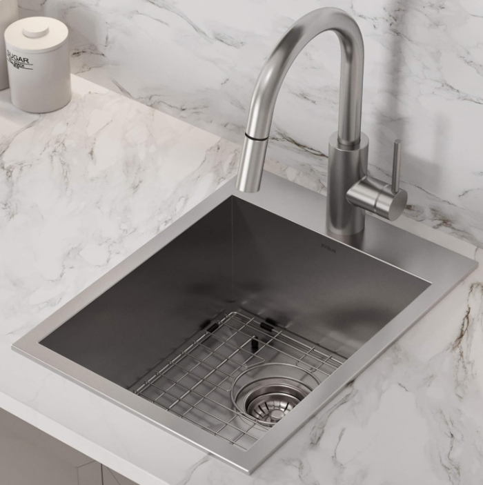 Kraus KP1TS15S-1 Pax Kitchen Sink, 15" x 20" x 9" 1 Hole