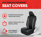 Motor Trend SpillGuard Waterproof Car Seat Covers for Front Seats, Gray Stripes – Durable Neoprene Car Seat Protectors, Easy to Install, Interior Covers for Auto Truck Van SUV