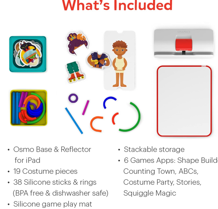Osmo-Little Genius Starter Kit for iPad + Early Math Adventure-6 Educational Learning Games Ages 3-5-Counting, Shapes,Phonics & Creativity-