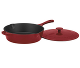 Cuisinart Chef's Classic Enameled Cast Iron 12-Inch Chicken Fryer with Cover, Cardinal Red