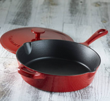Cuisinart Chef's Classic Enameled Cast Iron 12-Inch Chicken Fryer with Cover, Cardinal Red