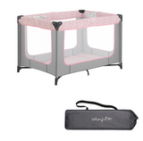 Dream On Me Zodiak Portable Playard in Grey and Pink, Lightweight, Packable and Easy Setup Baby Playard, Breathable Mesh Sides and Soft Fabric - Comes with a Removable Padded Mat