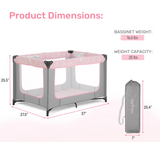 Dream On Me Zodiak Portable Playard in Grey and Pink, Lightweight, Packable and Easy Setup Baby Playard, Breathable Mesh Sides and Soft Fabric - Comes with a Removable Padded Mat
