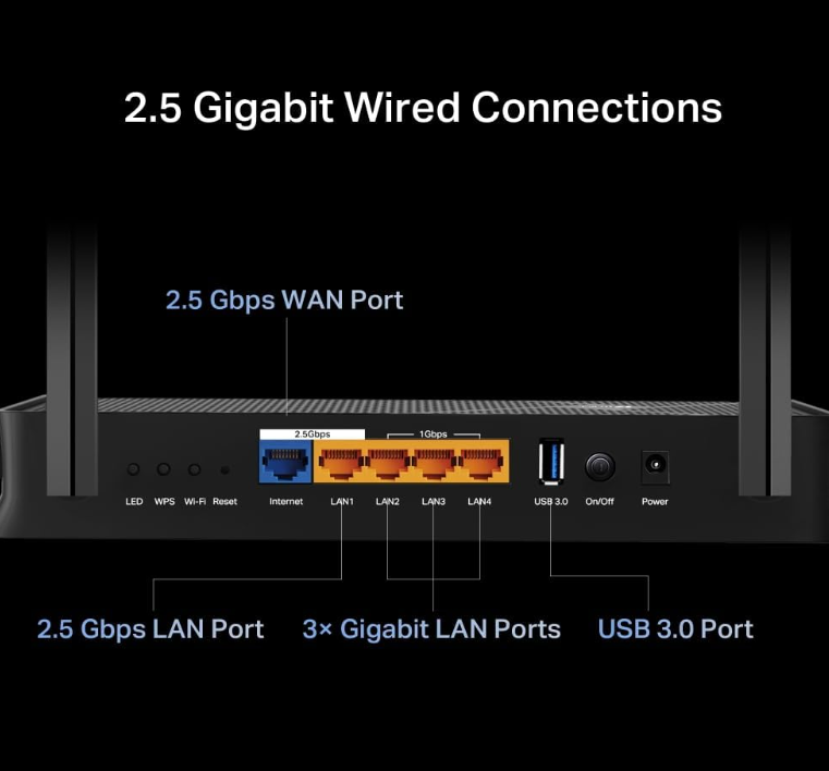 TP-Link Dual-Band BE3600 Wi-Fi 7 Router Archer BE230 | 4-Stream 3.6 Gbps | 2×2.5G + 3×1G Ports, USB 3.0, 2.0 GHz Quad Core, 4 Antennas | VPN Clients & Server | EasyMesh, HomeShield, MLO, Private IOT