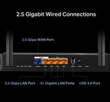 TP-Link Dual-Band BE3600 Wi-Fi 7 Router Archer BE230 | 4-Stream 3.6 Gbps | 2×2.5G + 3×1G Ports, USB 3.0, 2.0 GHz Quad Core, 4 Antennas | VPN Clients & Server | EasyMesh, HomeShield, MLO, Private IOT