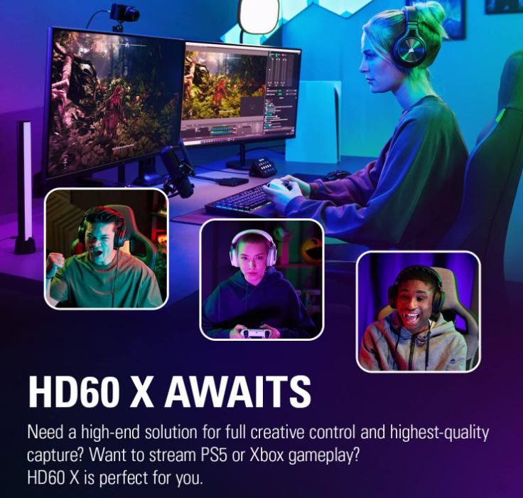 Elgato HD60 X - Stream and record in 1080p60 HDR10 or 4K30 with ultra-low latency on PS5, PS4/Pro, Xbox Series X/S, Xbox One X/S, in OBS and more, works with PC and Mac