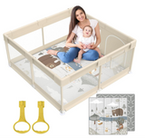 Playpen with Mat, Beige Baby Playpen with Mat, 47x47inch Play Pen with Mat for Babies and Toddlers, Small Baby Playpen with Mat, Small Baby Playpen for Apartment, Play Yard for Babies