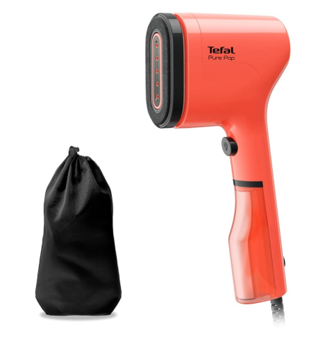 Tefal Pure POP DT2022 - Garment Steamer, Steam/Purify Garments, 20 g/min Continuous Steam, Lint Remover, Reversible Pad System, Ultra-Compact, Travel-Friendly, Fast Heat-Up, Coral Red S$39