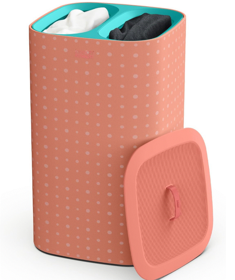 oseph Joseph Tota Pop - 60-liter Laundry Hamper Separation Basket with lid, 2 Removable Washing Bags with Handles, Coral/Green