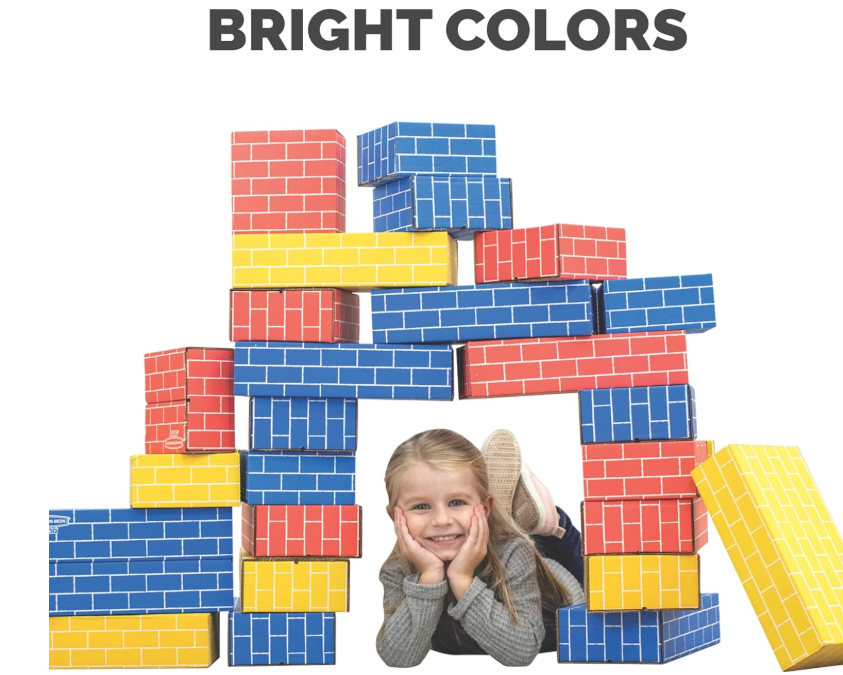 Bankers Box at Play Cardboard Building Blocks, 20 Pack, Large and Medium Montessori Toy Blocks for Kids and Families