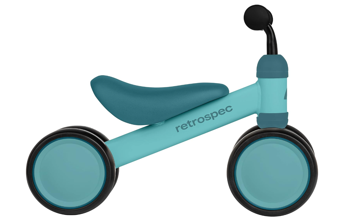 Retrospec Cricket Baby Walker Balance Bike with 4 Wheels for Ages 12-24 Months