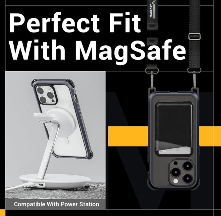 MAGEASY Case with Strap for iPhone 15 Pro Max - Ultimate 22ft Drop Protection, 6.7" Crossbody Case with Lanyard, Compatible with MagSafe - Odyssey Ultra M | Embedded Metal Frame