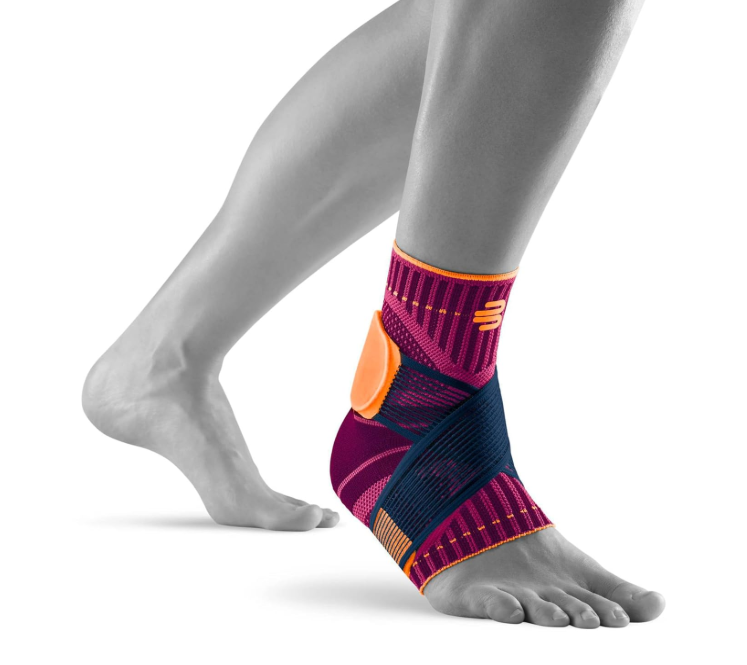 Bauerfeind Sports Ankle Support - Breathable Compression, Figure 8 Taping Strap, Air Knit Fabric, Secure Fit, Freedom of Movement (Pink, X-Small/Left)
