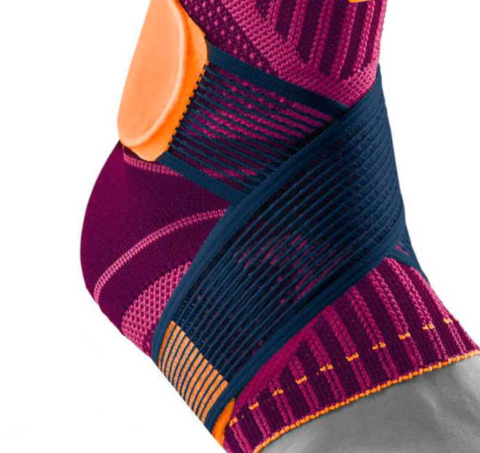 Bauerfeind Sports Ankle Support - Breathable Compression, Figure 8 Taping Strap, Air Knit Fabric, Secure Fit, Freedom of Movement (Pink, X-Small/Left)