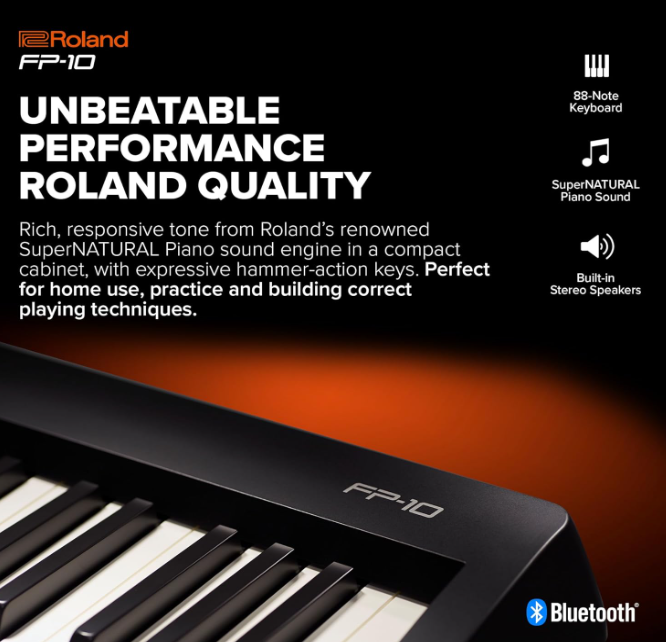 Roland FP-10 88-key Entry Level Digital Bluetooth Keyboard with Stand