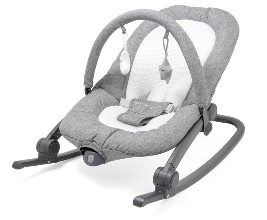 Baby Delight Aura Deluxe | Portable Baby Bouncer for Infants | Baby Rocker | Quilted Charcoal Tweed