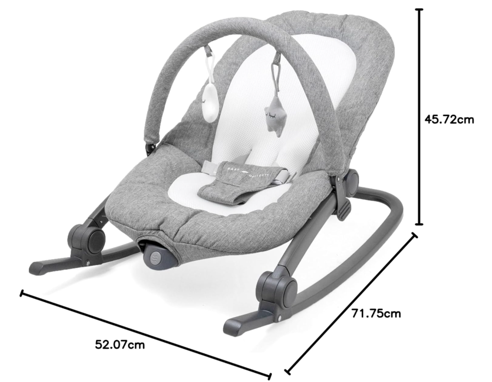 Baby Delight Aura Deluxe | Portable Baby Bouncer for Infants | Baby Rocker | Quilted Charcoal Tweed