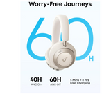 soundcore Space One Pro by Anker, Adaptive ANC Headphones, Super Foldable Design, 60H Lossless Audio, Ultra-Fast Charging, Hi-Res Wireless Audio with LDAC, Comfortable Fit, White
