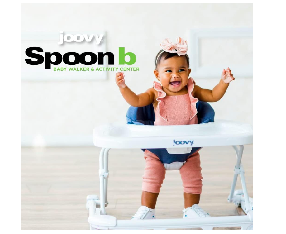 Joovy Spoon b Adjustable Baby Walker, Stationary Entertainer with Brake, Activity Center, Slate