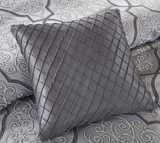Madison Park Lavine Cozy Bed in a Bag Comforter Set, Traditional Luxe Jacquard Design All Season Down Alternative Bedding with Cotton Bed Sheets, Bed Skirt & Pillows, King Silver 12 Piece
