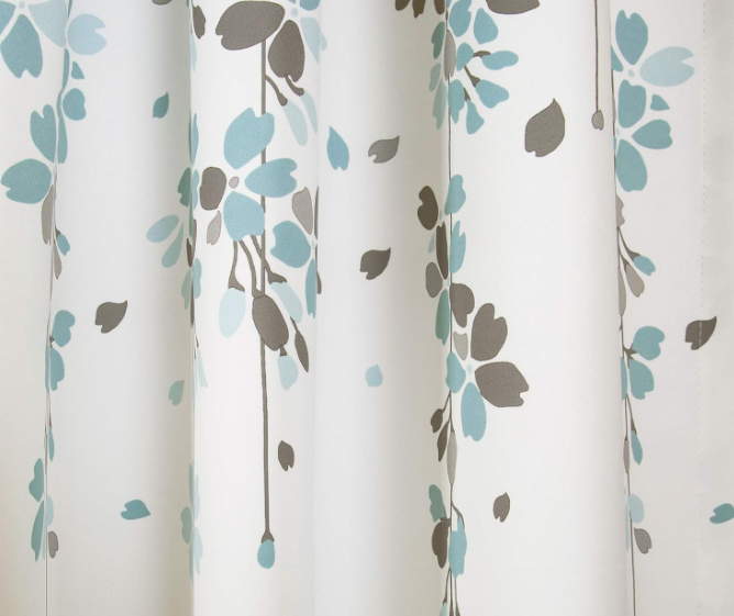 Lush Decor Weeping Flower Light Filtering Window Curtain Panels, Pair, 52"W x 95"L + 2" Header, Blue & Gray - Charming Modern Floral Curtains for Living Room, Dining Room, & Bedroom