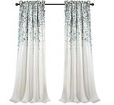 Lush Decor Weeping Flower Light Filtering Window Curtain Panels, Pair, 52"W x 95"L + 2" Header, Blue & Gray - Charming Modern Floral Curtains for Living Room, Dining Room, & Bedroom