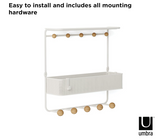 Umbra ESTIQUE 21018030660 Wall Hanging Hooks, Wall Hanger, Storage Hook, Storage Shelf, White, W31×D32×H10cm