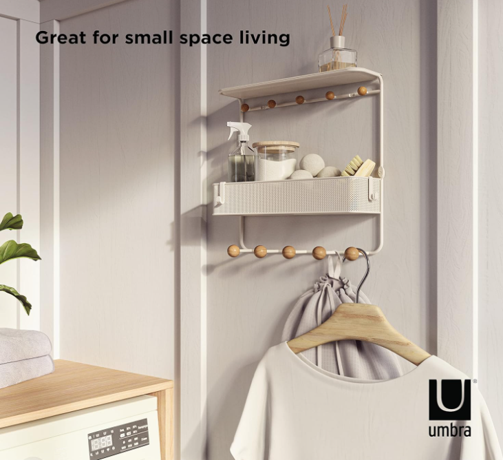 Umbra ESTIQUE 21018030660 Wall Hanging Hooks, Wall Hanger, Storage Hook, Storage Shelf, White, W31×D32×H10cm