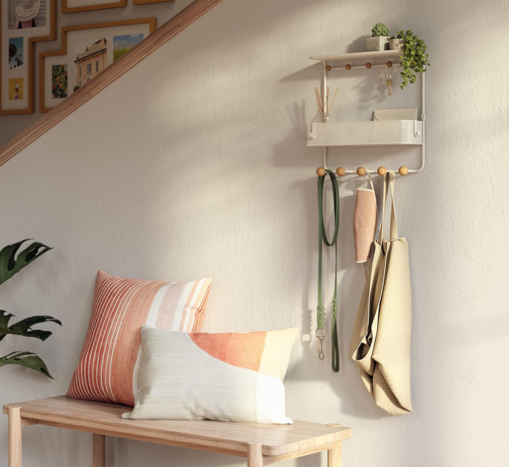 Umbra ESTIQUE 21018030660 Wall Hanging Hooks, Wall Hanger, Storage Hook, Storage Shelf, White, W31×D32×H10cm