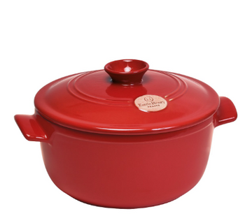 Emile Henry Flame Round Stewpot Dutch Oven, 2.6 Quart, Burgundy
