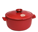 Emile Henry Flame Round Stewpot Dutch Oven, 2.6 Quart, Burgundy
