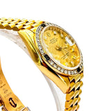 Rolex 69088 Datejust 18KYG Full Gold With Diamond And Blue Sapphire Bezel Watch, 26mm